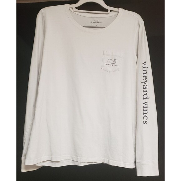 Vineyard Vines Football Whale Logo Pocket Tee Mens White Size Large  Long Sleeve - Picture 1 of 9